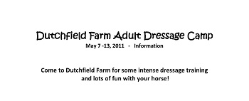 Dutchfield Farm Adult Dressage Camp NC